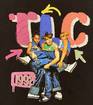 TLC Group 1992 Black Vintage Retro Hip Hop T-Shirt Ladies Size XL - £8.27 GBP