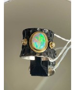 Stunning NEW Lightning Ridge Mines Australia Black Opal 18K Gold & Sterling Ring - $1,750.00