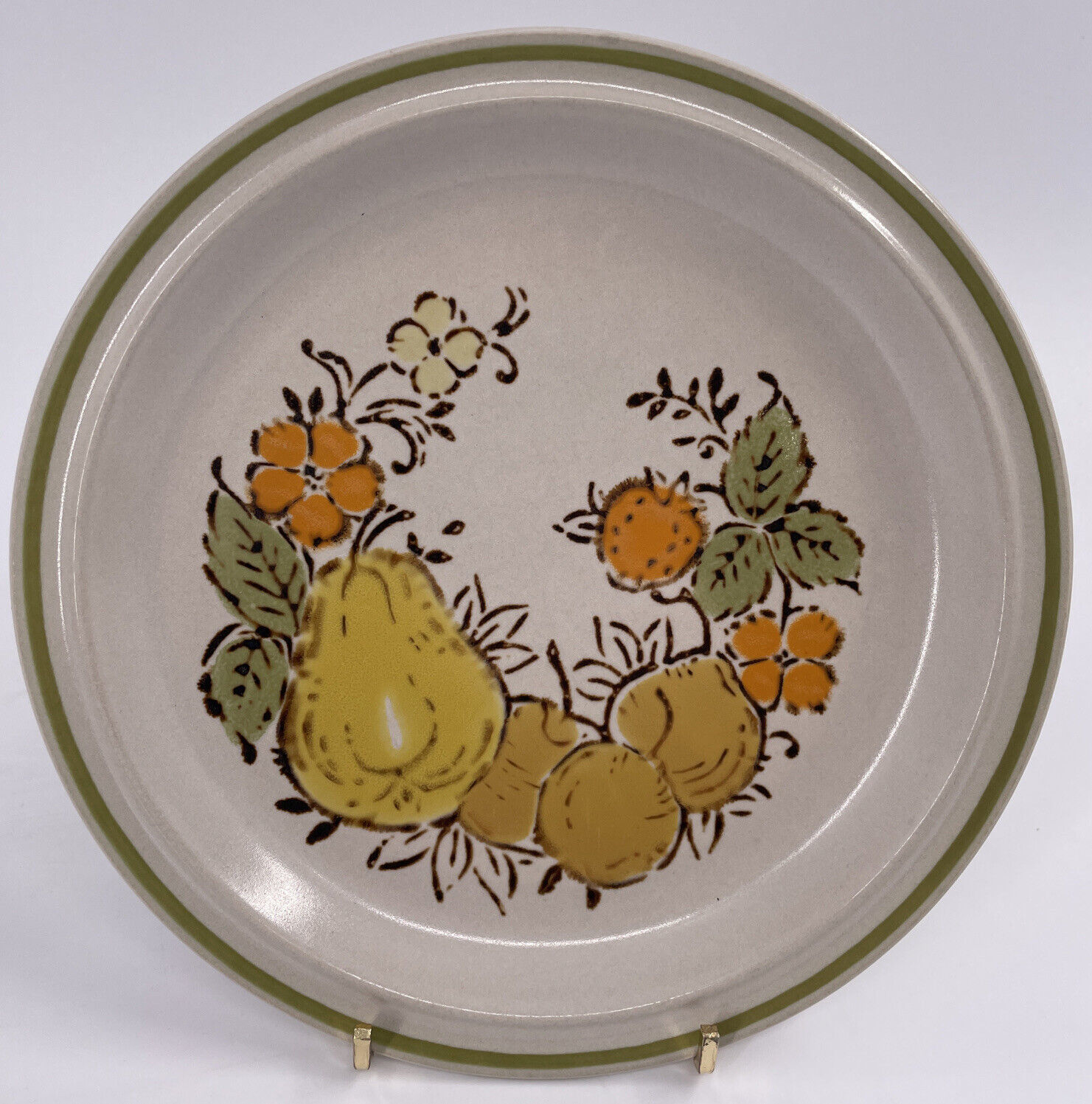 Harvest Valley Fruit Pears 7 1/2&quot; Salad Dessert Plate Stoneware Flowers ... - $4.94
