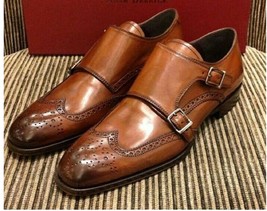 Splendid Pairs Tan Brown Adorable Sterling Leather Monk Style Men Dress ... - $127.39