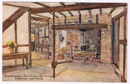 Postcard Stratford Upon Avon England UK Shakespeare&#39;s Birthplace The Kitchen - £3.05 GBP