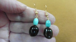 PP50-1B) Real DEER POOP doo doo turd nugget + Turquoise dangle earrings jewelry - £12.69 GBP