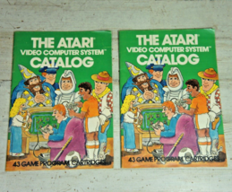 Pair of Vintage 1981 Atari 43-Game Catalog Booklets - Green - Cartoon Ar... - $7.59