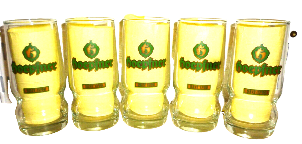 5 Hoepfner Karlsruhe German Beer Glasses