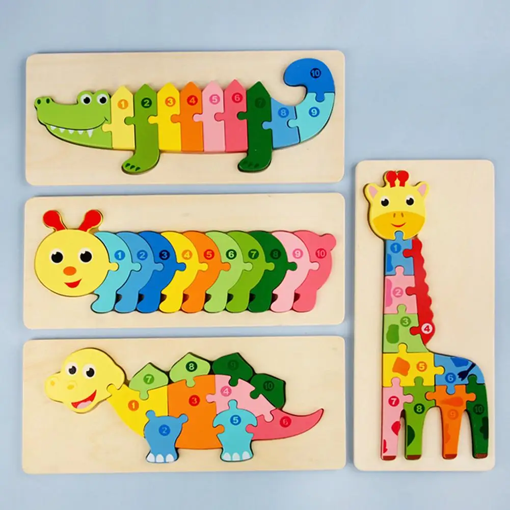 Play Baby Wooden 3D Puzzles For Play Toddler Montessori Play Dinosaur Animal Woo - £23.12 GBP