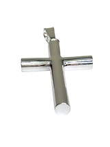 White Gold Plated 925 Solid Sterling Silver High Polished Luxury Cross Pendant - £62.51 GBP