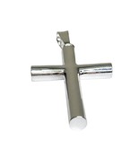 White Gold Plated 925 Solid Sterling Silver High Polished Luxury Cross P... - $78.21
