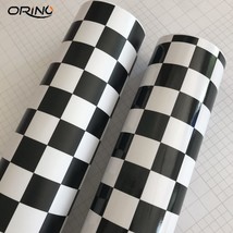 Matte Glossy Racing  Black White Checkered Flag Sticker Vinyl Film Adhesive Car  - £32.71 GBP