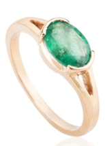 14k Yellow Gold 1.16 Carat Oval Emerald Single Stone East to West Ring - £675.58 GBP
