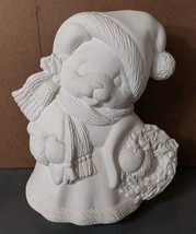 Ceramic Bisque Ready to Paint Christmas Bear w Wreath 10.5x8 - $16.70