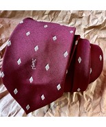 Vtg YSL Yves Saint Laurent Red Necktie Embroidered Logo - $29.70