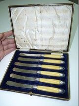 Set Antique 19C 1893 English Sterling Silver Fruit Knives Robert Fead Mosley IOB - £133.06 GBP