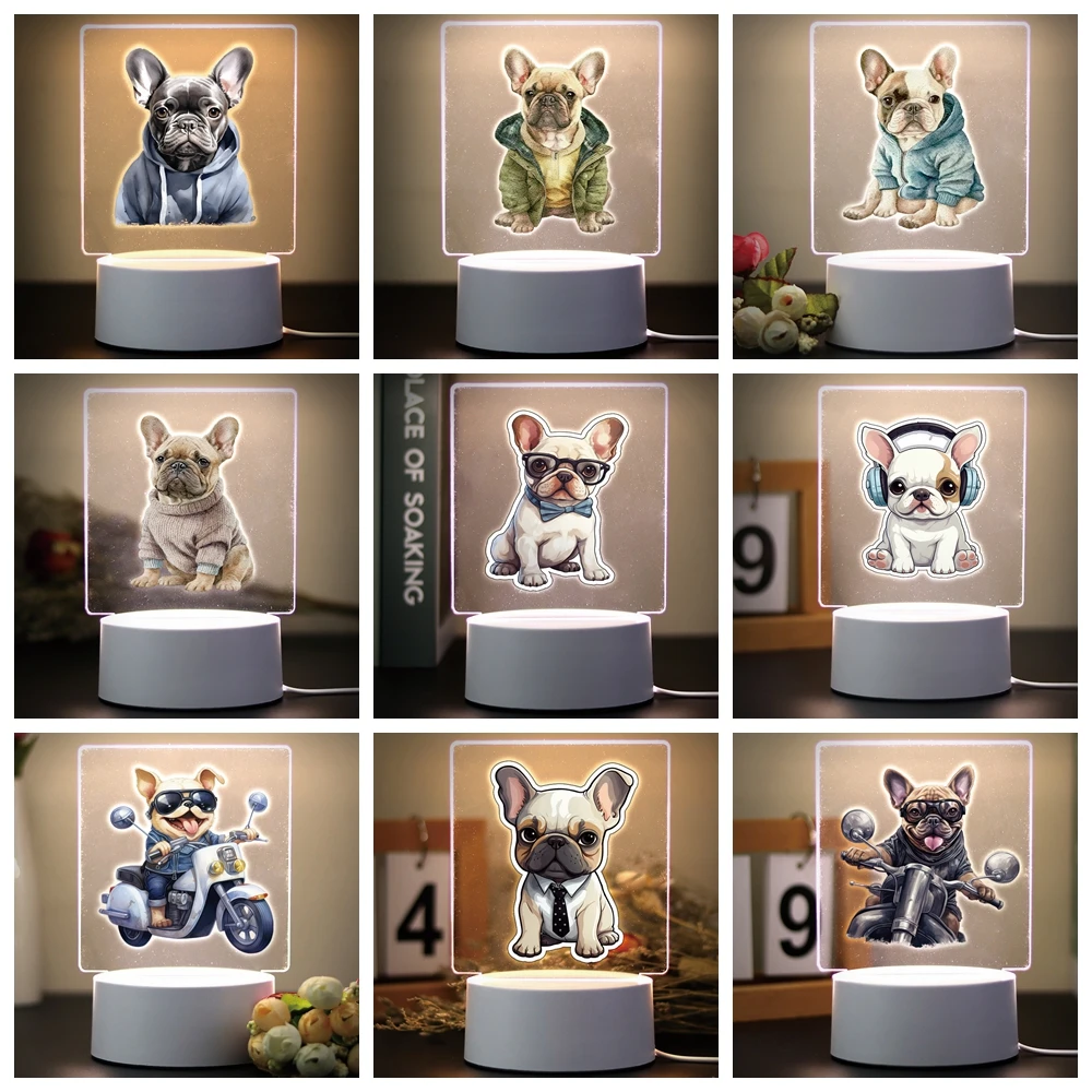 French bulldog Table Lamp Night Light 3D Illusion Lamp Bedside Rechargeable - $13.41+