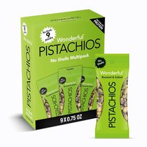 &quot;Delicious No Shell Pistachios: Roasted &amp; Salted, 9-Pack, Gluten-Free, On-the-Go - £6.37 GBP