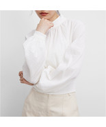 Tkgoit Women Square Collar Tops Retro Sweet Puff Sleeve Pleat Blouse Clo... - £12.73 GBP