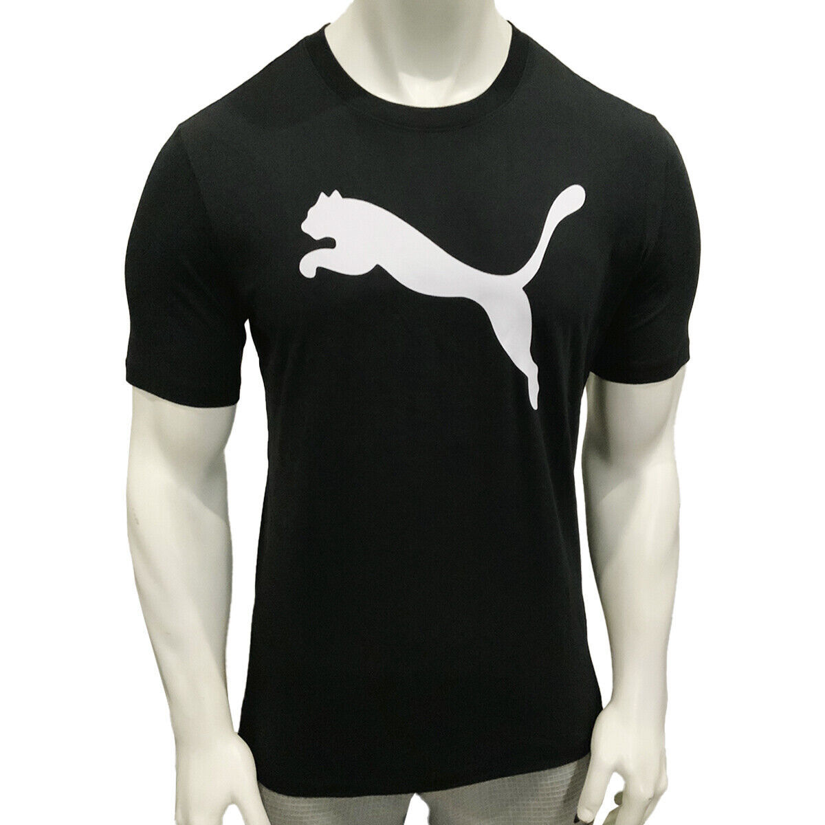 NWT PUMA MSRP $42.99 BIG CAT LOGO MEN&#39;S BLACK CREW NECK SHORT SLEEVE T-S... - £14.63 GBP