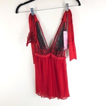 NWT Seven &#39;Til Midnight Two Piece Embroidered Mesh Babydoll and Thong Se... - £11.39 GBP