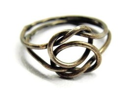 sz 5 Double Love Knot Double Thin Band Sterling Silver 925 Vintage Patina Ring - £26.81 GBP