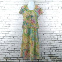 K Petite Collection Womens Dress 4 Petite Green Floral Watercolor 2 Piece Set - £22.20 GBP