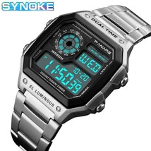 Sports Watches Business Stainless Steel Digital Watch Men Military Rugge... - $39.99