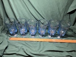 Vintage Colony Fostoria Virginia Light Blue Footed Drinking Glasses, Set of 6 - £47.78 GBP