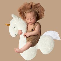 Baby Unicorn Posing Pillow Infant Photography Prop One-Horned Alpaca Photoshoot - $27.42 CAD