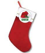 FELT 18&quot; STOCKING &amp; CHRISTMAS SANTA HAT PERSONALIZED PINBACK BUTTON 3&quot; - $366.03 MXN