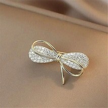 2Ct Round Cut Lab-Created Diamond Ribbon Knot Brooch 14k Yellow Gold Plated - £180.72 GBP