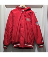 Vintage 90s Starter San Francisco 49ers Red Hooded Puffer Full Zip Jacke... - $319.89 CAD