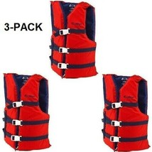Life Jackets 3 Red Adult Type III Vest Preserver Universal Boating Ski J... - $68.28