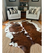 New Cowhide Rug Tricolor Brown Cow Hide Skin Leather Rug Average Size 7.... - €162,23 EUR