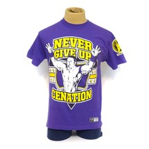WWE John Cena Never Give Up Cenation T Shirt Purple Mens Medium Double S... - $19.77