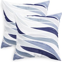 Calitime Throw Pillow Cases Pack Of 2 Cozy Fleece Two-Tone Abstract Sea Wave - £25.24 GBP