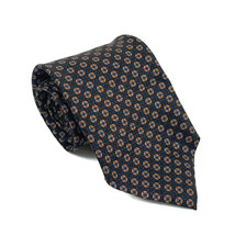 Ermenegildo Zegna Men&#39;s Silk Neck Tie Dark Black Geometric Print Made In... - $31.16