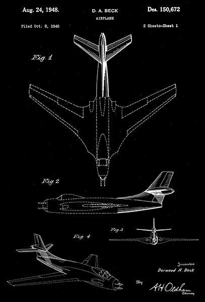 1948 - Goodyear Airplane - D. A. Beck - Patent Art Poster - $9.99