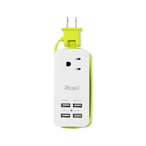 [Pack Of 2] Reiko 4.1 Amp 4 Usb Home Wall Charging Station In Green - £31.87 GBP