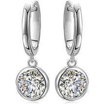 Unisex Trendy 1.0 D VVS Moissanite Drop Earrings Personality Shiny Round... - £43.07 GBP