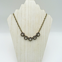 Banana Republic Necklace Gold Tone Statement Floral White Crystal Rhinestones - $12.86