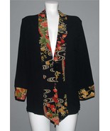 Soft Surroundings Asian Inspired 1-Button Front Black Lightweight Jacket... - $52.96 CAD