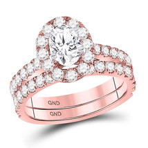 14kt Rose Gold Oval Diamond Bridal Wedding Engagement Ring Band Set 1-7/... - £3,949.22 GBP