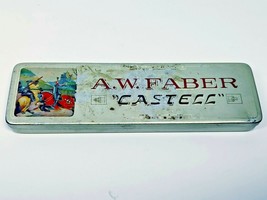 Vintage A.W. Faber CASTELL Collectible Tin Case with Used Vintage Pencils WORN - £7.82 GBP