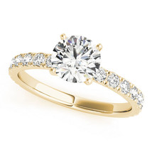 2.00CT Forever One Moissanite 4 Prong Yellow Gold Ring With Diamonds - £1,217.39 GBP
