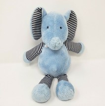 Carter&#39;s Baby Blue Striped Elephant Stuffed Animal Plush Toy Lovey Rattle 61345 - £29.01 GBP