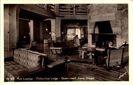 Interior View Main Lounge Timberline Lodge Government Camp OR RPPC bk37 - £7.12 GBP