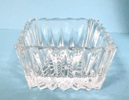 Vintage Crystal Pattern Glass Square Open Salt Cellar Dip 1" Tall - $14.36