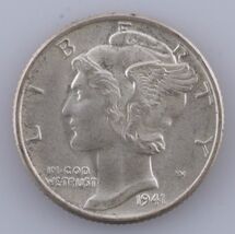 1941 10C Mercury Dime, Gem BU Condition, Full Split Bands, Terrific Eye ... - $60.61