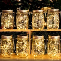 8 Pack Solar Mason Jar Lights Lanterns,Jars &amp; Hangers Included,30Led Waterproof  - £39.49 GBP