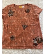 RUBY RD Short Sleeve Cotton Spandex Pullover Embroidered Top Size Large - $220.06 MXN