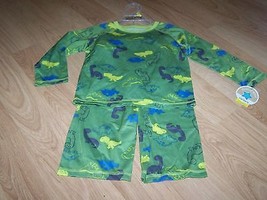 Size 24 Months Carter&#39;s Pajamas Set Pants Shirt Top Green Dino Dinosaur ... - £9.45 GBP