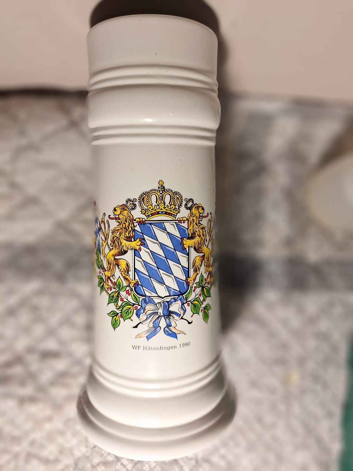 WF Hiltenfingen 1990 German Beer Stein Collectible Vintage 8-1/2&quot; Tall - $16.83